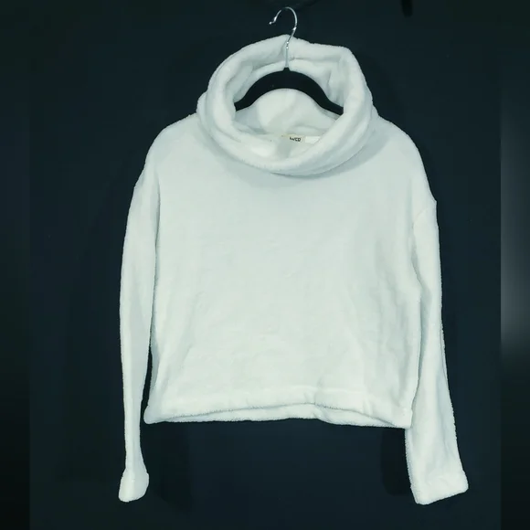 Fluffy white cowl neck sweater - Picture 2 of 2